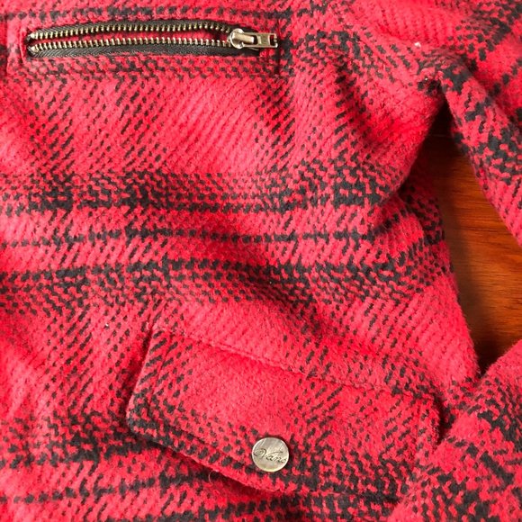 Vans Plaid Flannel Look Red Zip Up Bomber Jacket Size Medium - Picture 5 of 10
